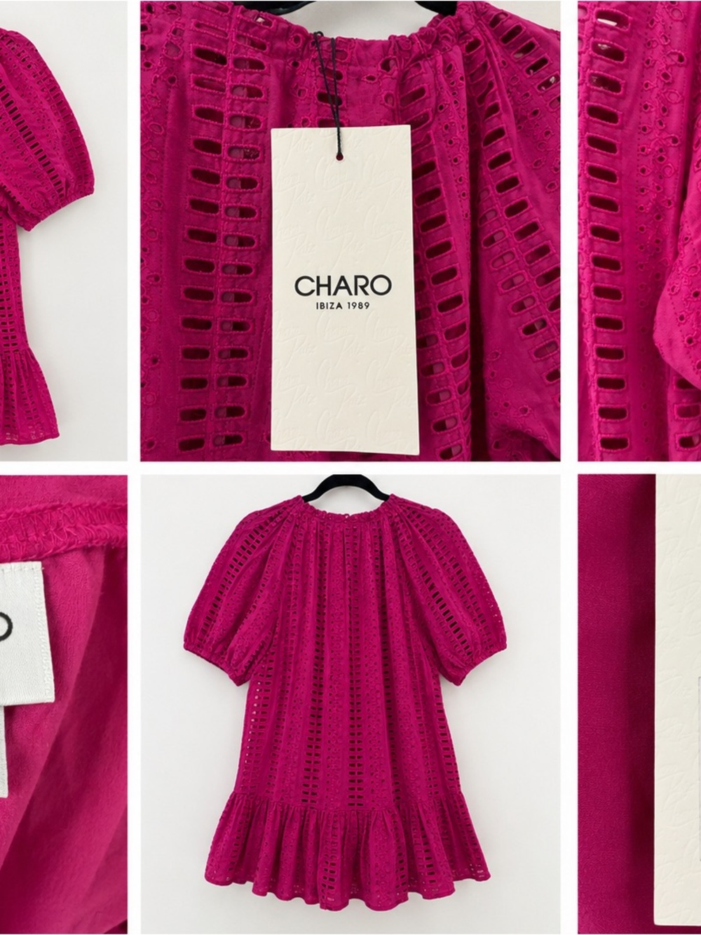 Charo Ruiz Magenta Eyelet Mini Dress